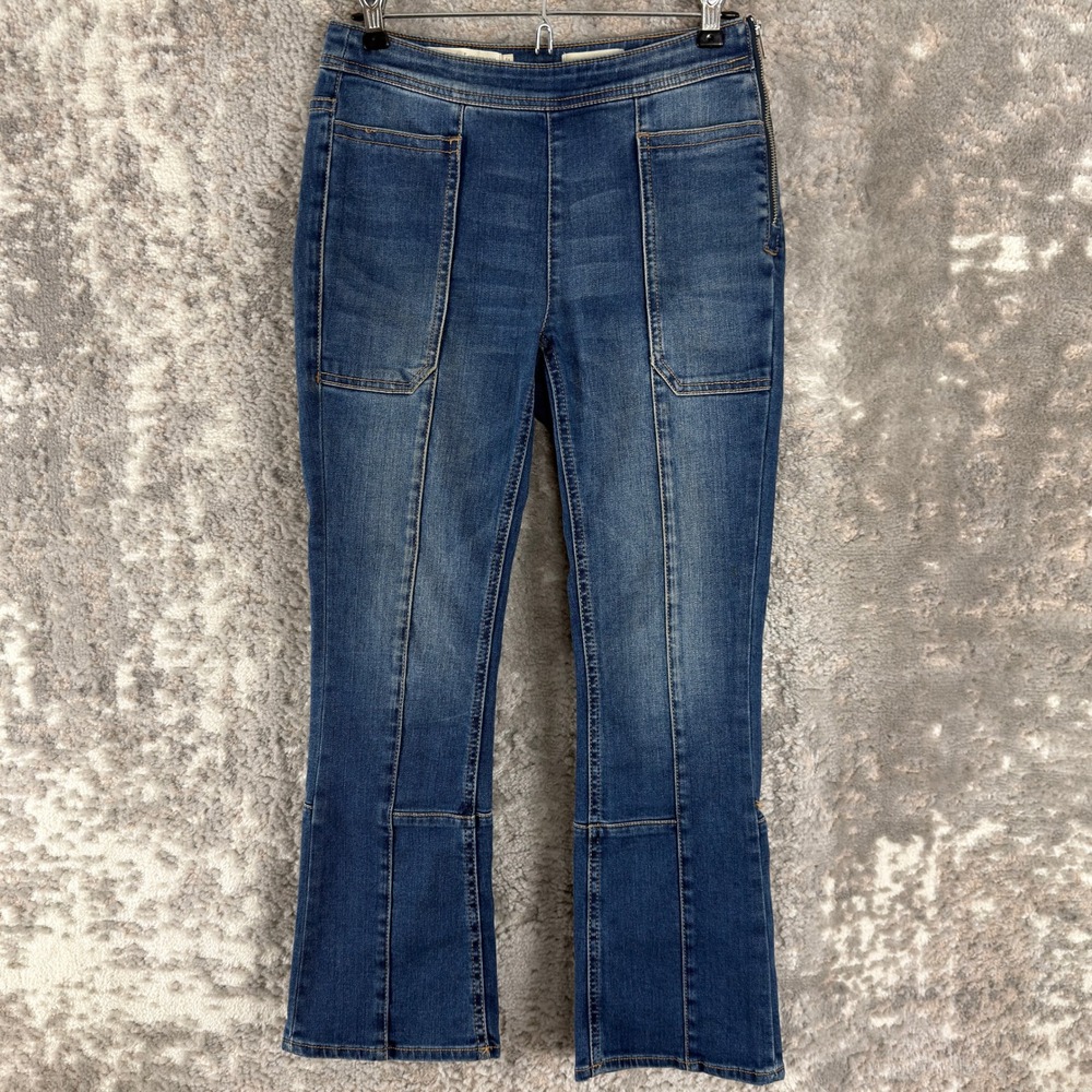 Pilcro Size 25 High Rise Side Zip Flare Leg Denim Jeans Blue Full Length Women